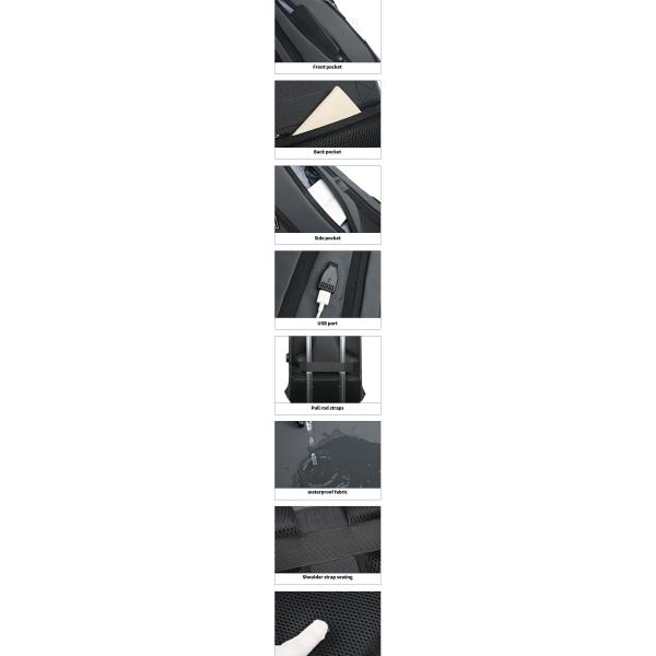 Mochila de computadora de nylon para portátil multifuncional cargador USB anti robo