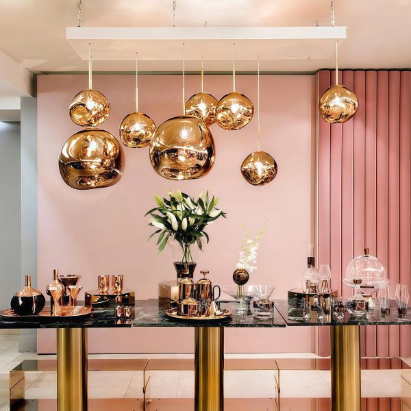 JYLIGHTING Modern Melted Glass Pendant Light, Irregular Shape Swirled Glass Hanging Lamp with Metal Rod for Kitchen Island & Dining Room