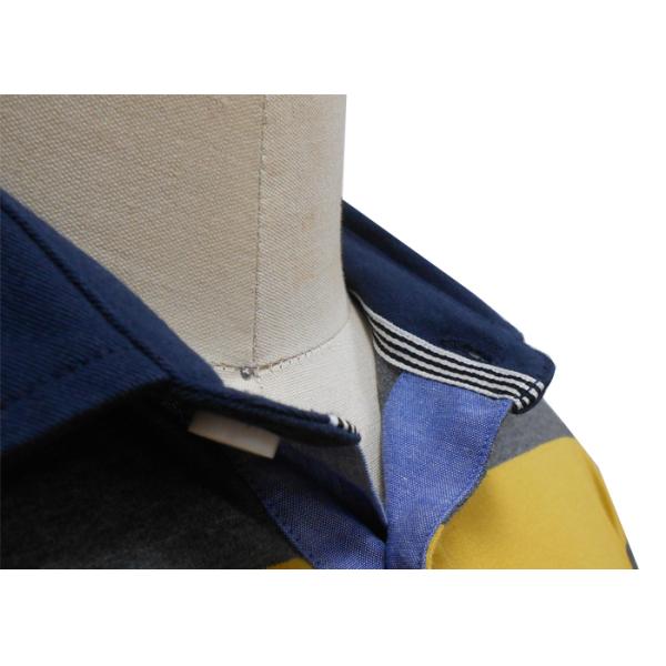 Black And Yellow Mens Knitted Polo Shirt , Long Sleeve Collar T Shirt With Pocket