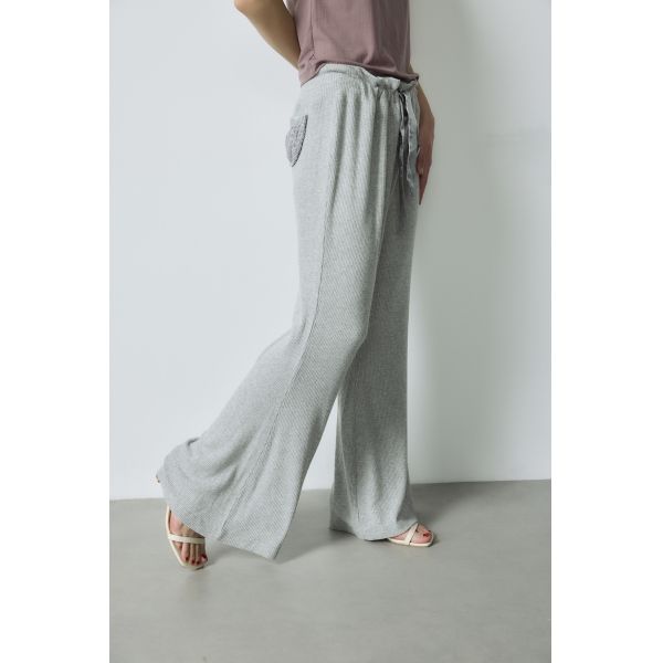 Pink Basic Tops Dolman Sleeve Shirt Ribbed T Shirt Grey Flare Pants Set