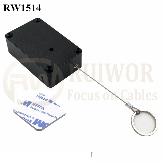 RW1514 Cuboid Multifunctional Retractable Cable With Demountable Key Ring For Retail Product Positioning