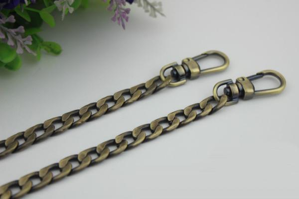 High quality iron material full length 120 mm flat shape gold chain sling bag with snap hooks