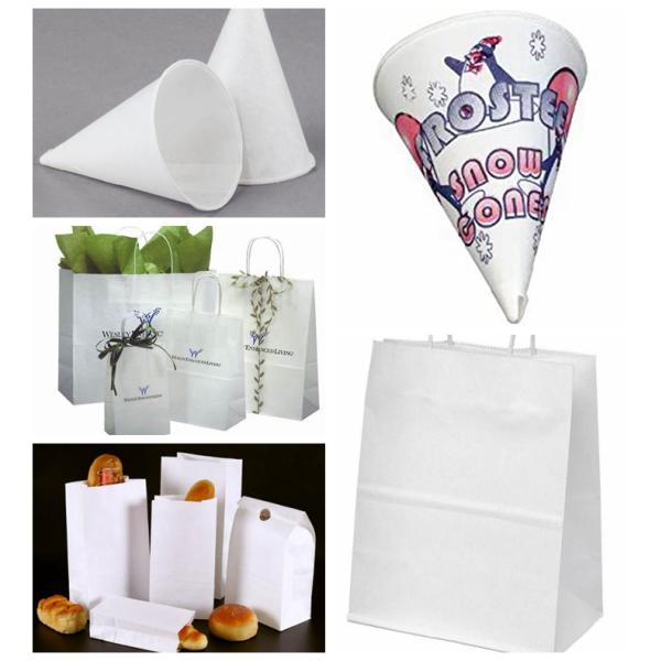 Eco Tough 120gsm 140gsm Food Grade White Kraft Paper For Cone Cups
