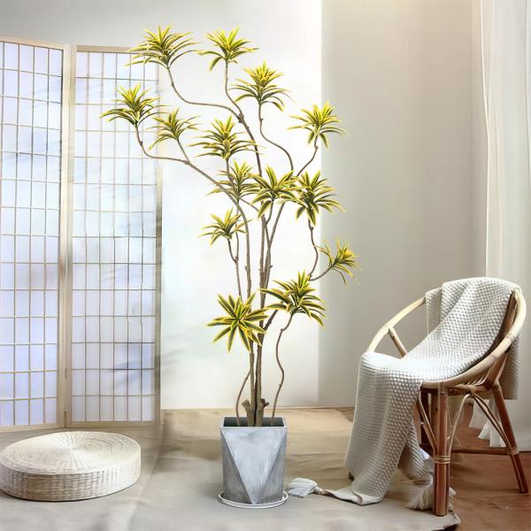 Artificial special-shaped dracaena Reflexa tree green home deco hotel office potted tree