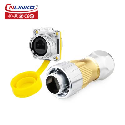 Cnlinko M24 Signal Connector Panel Mount Waterproof IP68 Ethernet Pins Female Waterproof Rj45 Connector