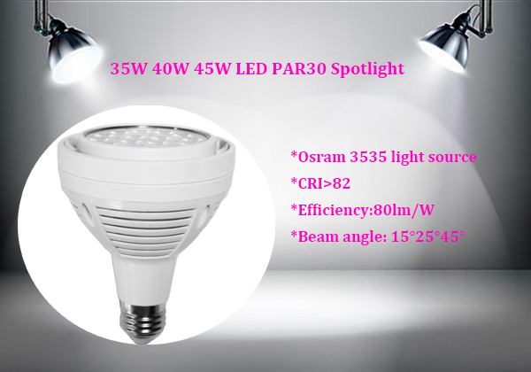 good quality cri80 osram smd3535 e27 par30 led spotlight 35w 40w 45w with ce rohs