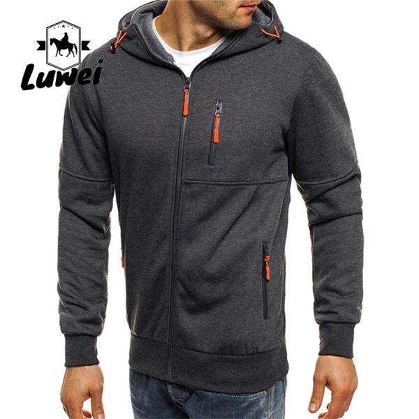 Moletons cortados Fitness Slim Fit Jogger Sweatshirt Bluza Casual Zipper Sweatshirts Mens Outerwear Pullover