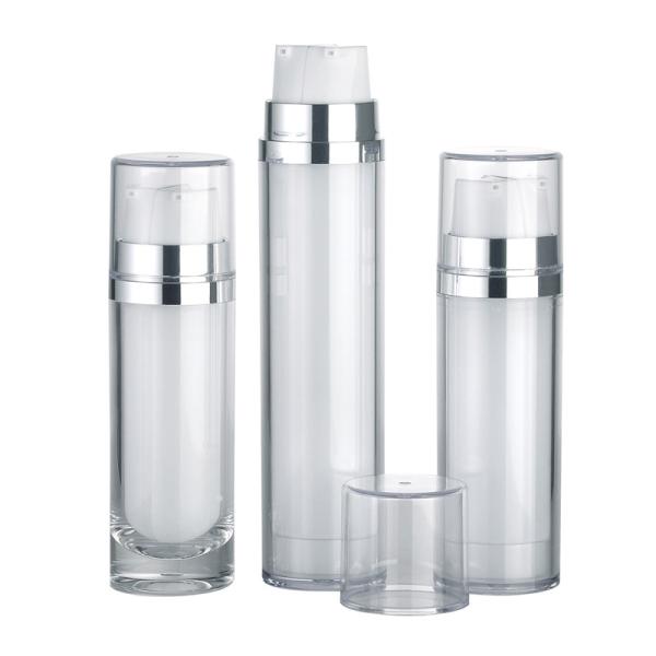 JL-LB314 White Dual Chamber Plastic Luxury Lotion Bottles With Double Actuator