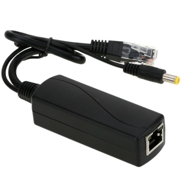 Network Transmission Black PoE Splitter Cable Adapter IEEE802.3af 12V DC for IP Camera