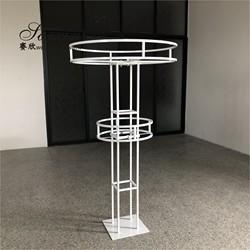 Saixin novo custom 1,5m de altura grande duplo redondo de ferro forjado branco flores está para peças centrais do casamento