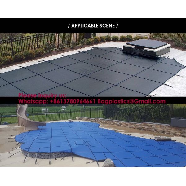 Inground Pool Safety Cover - Rectangle Green Heavy Duty Mesh, Triple Stitched & Rain Permeable, Installation Hardware Included (We Make Custom Size)