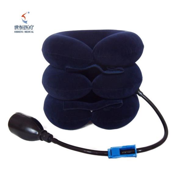 Adjustable neck cervical traction free size cervical collar soft in blue/red/purple/grey color