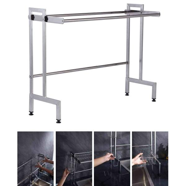 12Inch Width Adjustable Over Sink Dish Rack SUS304 Material 23 Inch Height