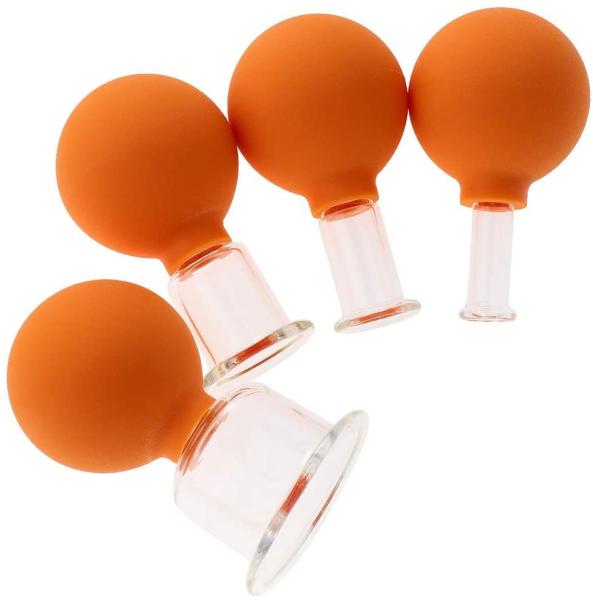 O corpo completo colocando do grupo do vácuo alaranjado do copo do silicone e para enfrentar anti copos da massagem do vácuo do silicone das celulites limpa colocar