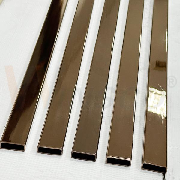 SUS 304 8K Superfície de espelho PVD Cor Inox Tubos retangulares 30mmx10mm Tamanho 1,2mm 1,5mm Espessura tubo de banho de aço inoxidável