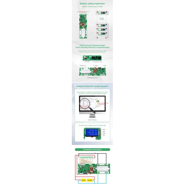 16S 48V Smart BMS для хранилищ солнечной системы 100A 200A LiFePO4 Система управления батареей