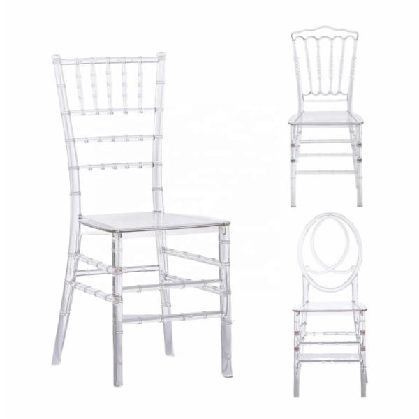 PC / PP Plastic Rental Transparent Crystal Napoleon Acrylic Wedding Clear Chiavari Hotel Banquet Chairs