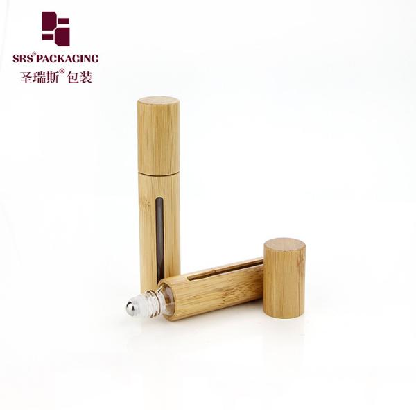 Biodegradable 10ML Bamboo Roll On With Bamboo Cap Empty Inner Glass Bottle In Stock