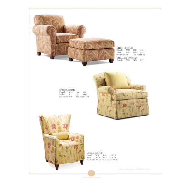 French Countryside Strip Linen Fabric Leisure Chair Ottoman Wood Leg Upholstered Cushion