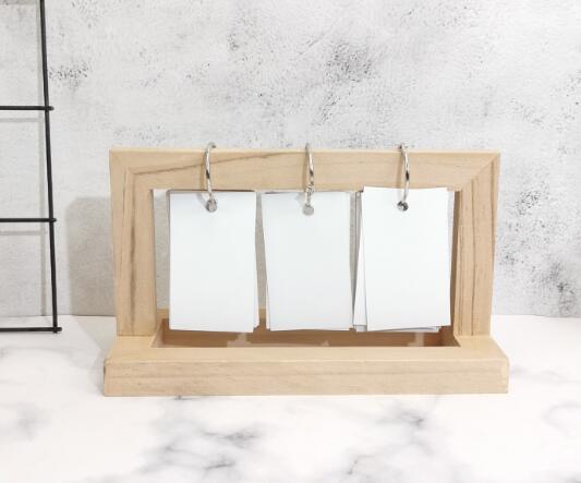 Office Home Wooden Calendar Stand Perpetual Desktop Decoration Flip Calendar Stand