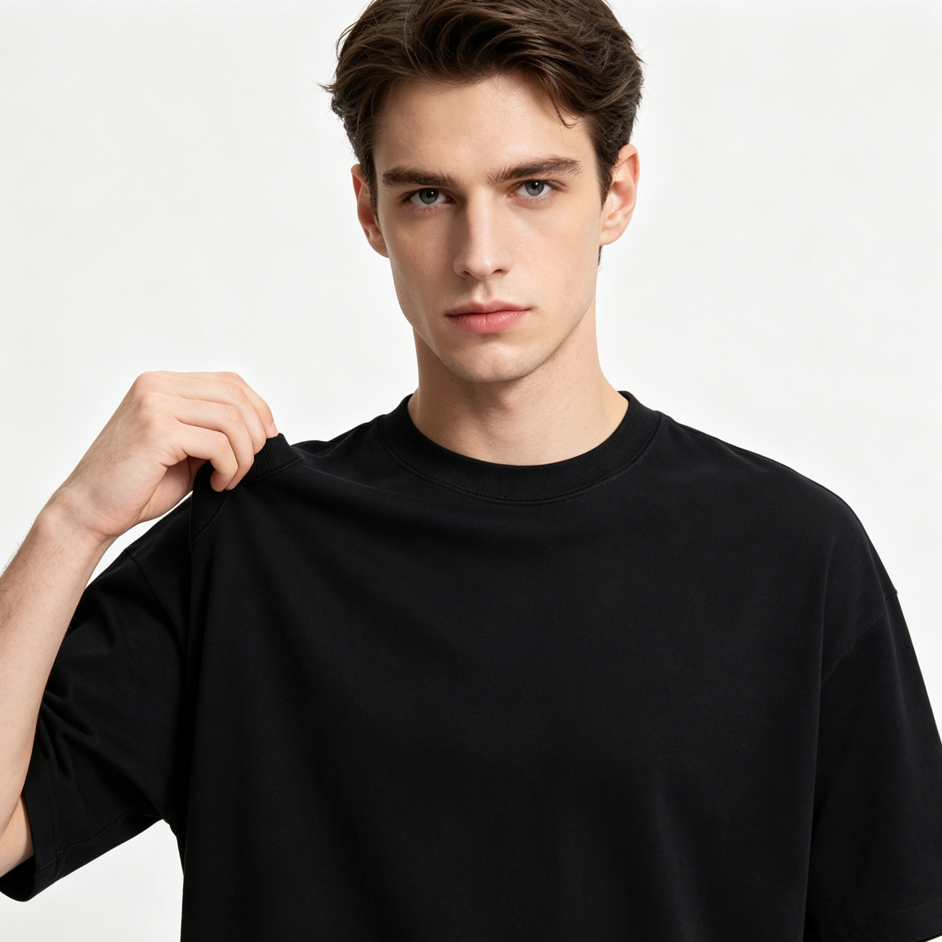 250-300G 100% Cotton Vintage Washed Fake Two-Piece Oversized DTG Print Crew Neck Summer Street Tee Cross-Border