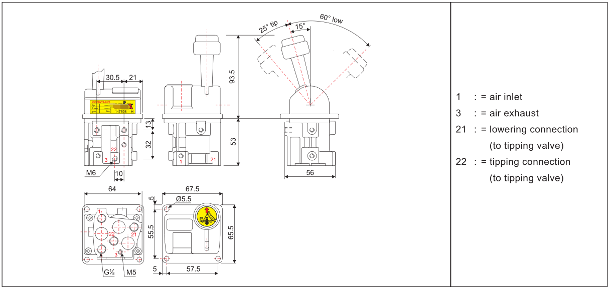 Управление BKQF34-B 14750650H клапана M6 ручки самосвала резиновое