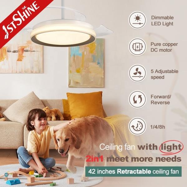 Casa Hotel Escritório LED Ventilador de teto Retrátil PC As lâminas e 3000K/4500K/6000K luz LED