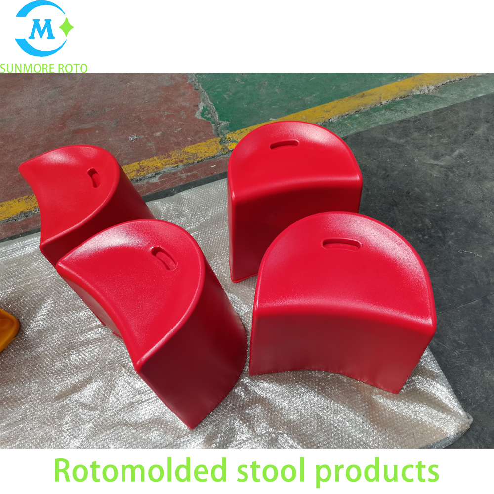 SUNMORE ROTO Custom Rotomolded Plastic Stool, Outdoor Curved Shape Heavy Duty Rotational Molding Plastic Stool For Playground Park Public Area