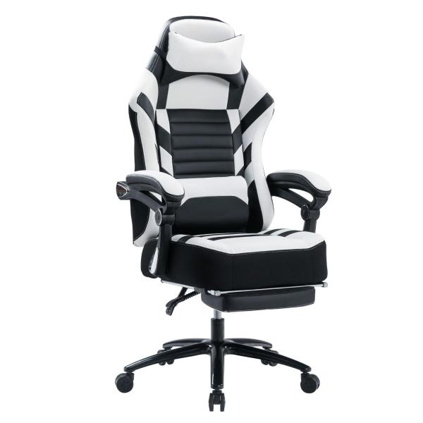 Height Adjust Gaming Chair with Footrest 400lb Memory Foam Adjustable Tilt Back Angle