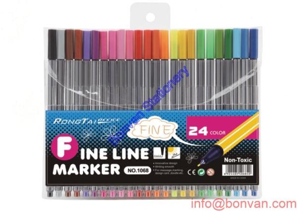 24 color office drawing fineliner pen set, fineliner marker pen set, 0.4mm tip size