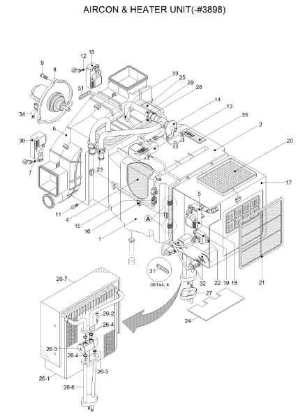 11N6-90780 Hyundai Heater Core  Excavator Spare Parts R210-7 R290-7 R320-7 R450-7