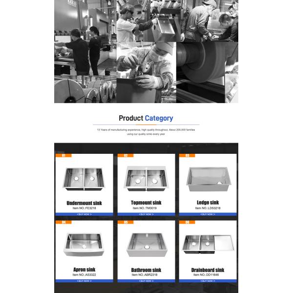 Polished Undermount Kitchen Sink With Drainboard Square Hole