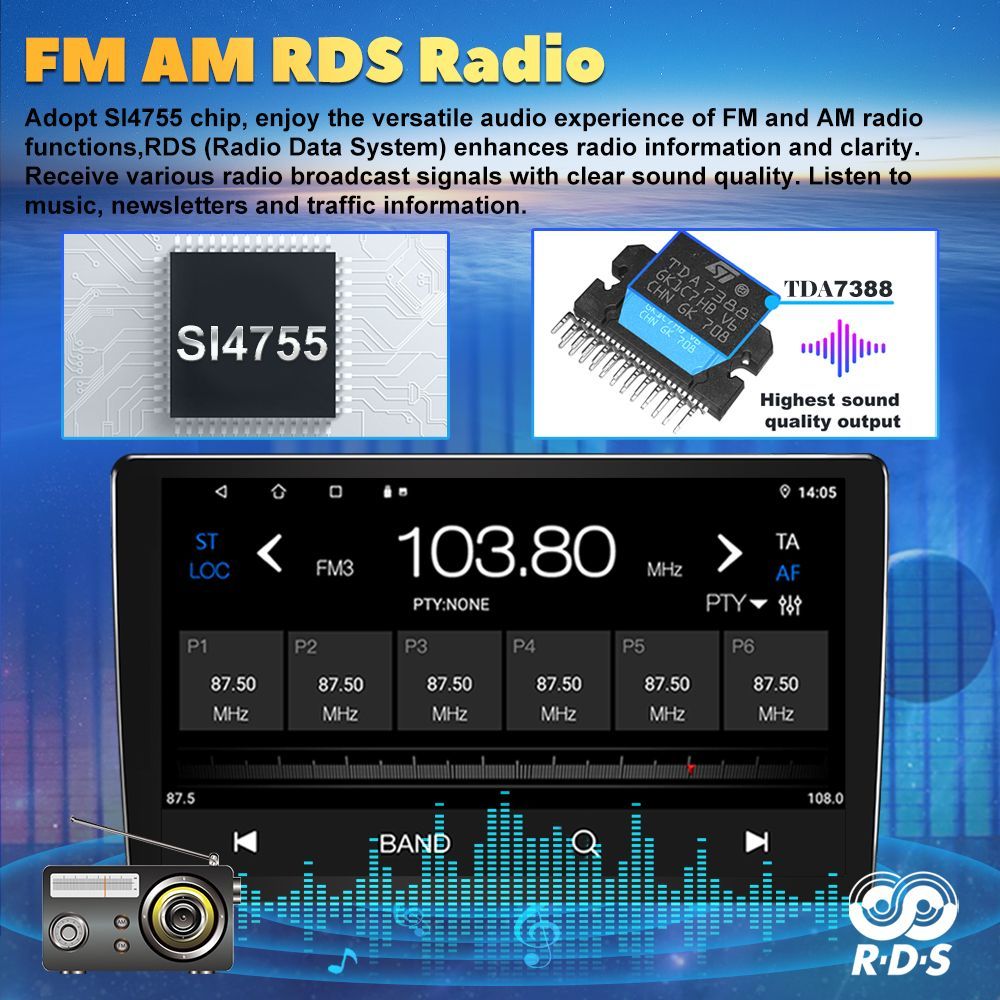 Universal 10 Inch 2 Din Android Carplay Radio DVD Player For Aftermarket Cars