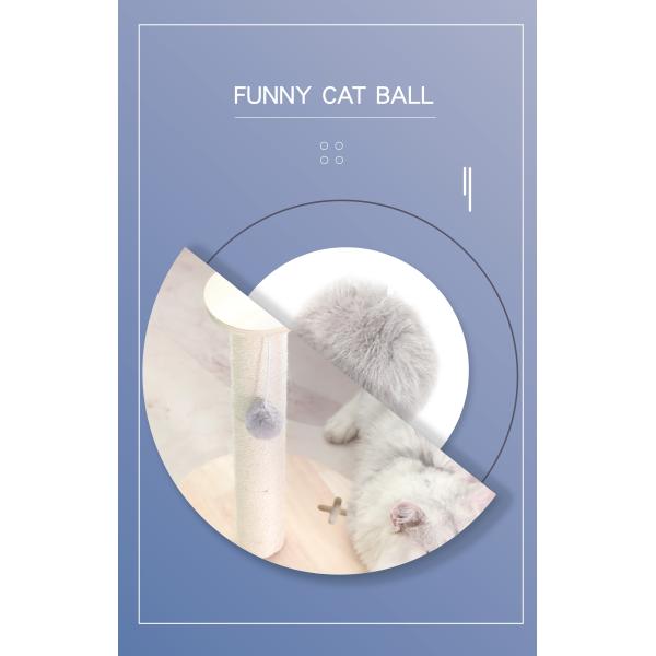 Wooden Star-Shaped Cat Scratching Post with Platform Top Sisal Rope and Hanging Ball