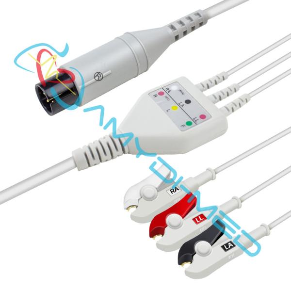 3 Lead Clip ECG Cables And Leadwires Round 6P Compatible With Nihon Konden Mindray