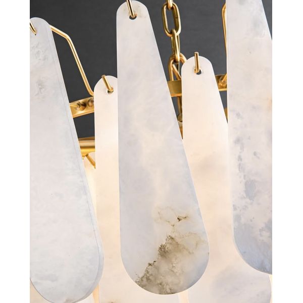 Restaurant Home Decor Alabaster Chandelier Luminaire Modern Luxury Brass Hanging Pendant Light