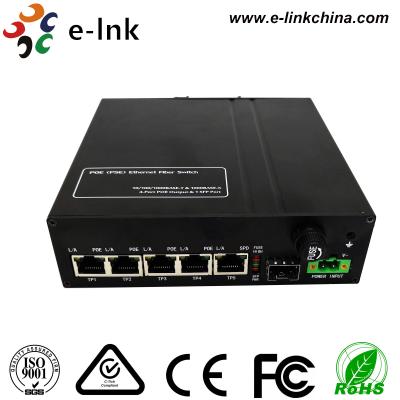 interruptor industrial entrado 10-18VDC do ponto de entrada dos ethernet com 5 porto do gigabit POE+ 1 SFP dos portos