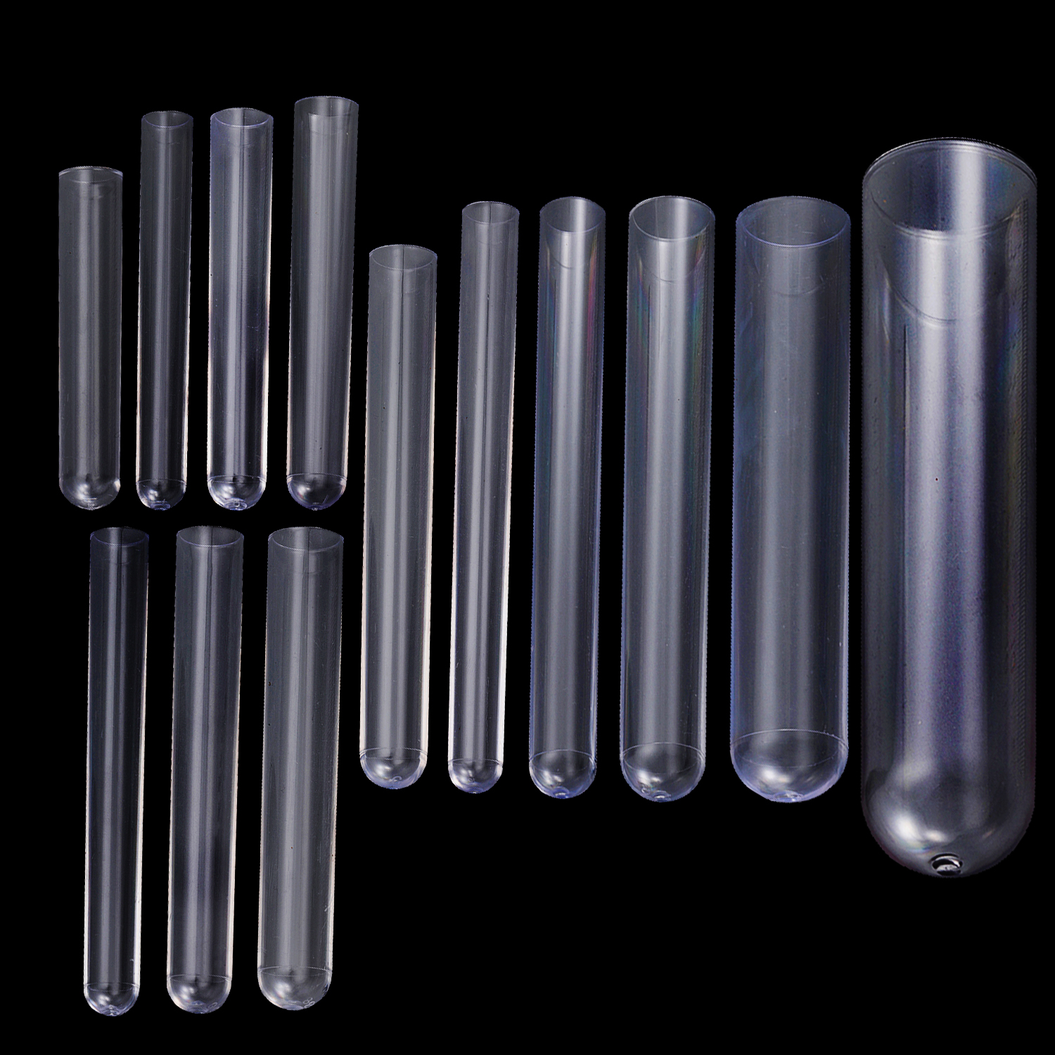 PS Plastic test Tube Transparent Flat Mouth Round Bottom Plastic test Tube Hard Transparent Plastic test Tube Sold by the Bag