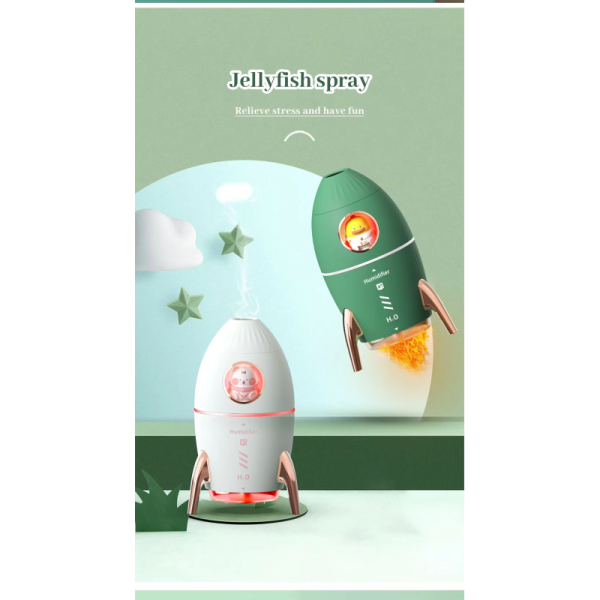 Mini Low Noise Ultrasonic Air Humidifier Aromatherapy Room Humidifier Rocket Shaped