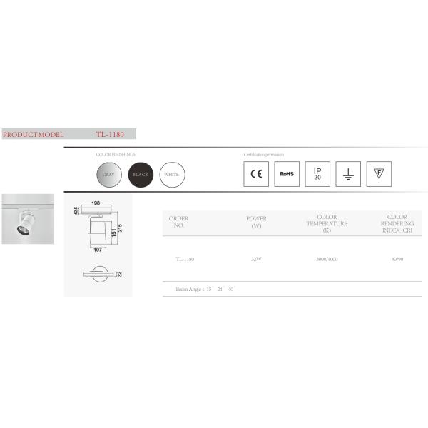 90RA 4wires 3 Phase Track Rail Type Driver 32w integrated Led Track Light for Shop Mall Ceiling Fixture