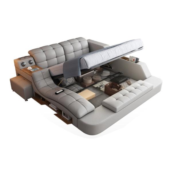 Leather Luxury Bedroom Sets Tufted Upholstered Bed Modern Design