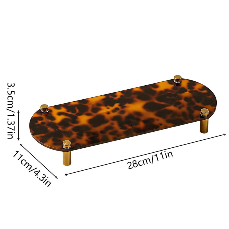 Wholesale Custom Home Use Leopard Print Acrylic Single Layer Jewelry Fragrance Display Storage Rack for Bathroom Desktop