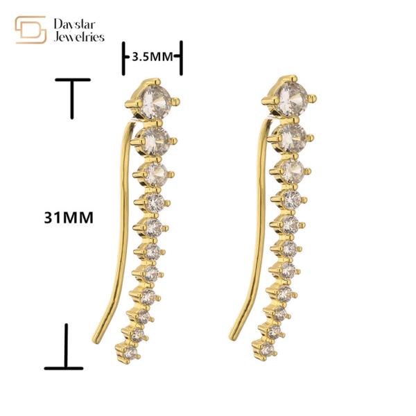 Full Round Diamond Stud Earrings 18k Gold Jewellery Zircon Hook For Women