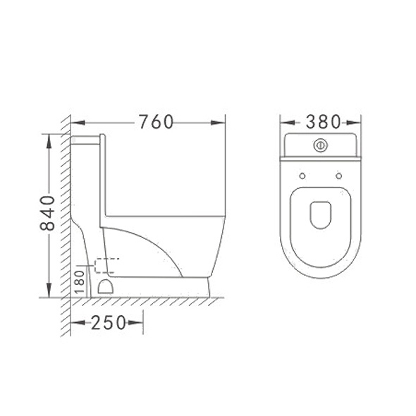 380x760x840mm Wash Down Type Water Closet Stain Resistant White Toilet ORA2083