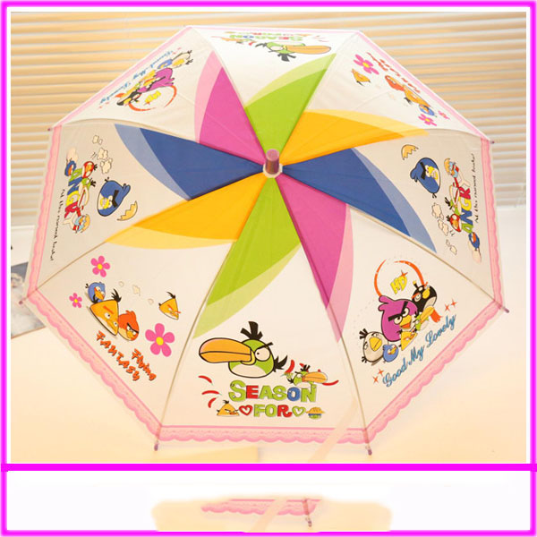 Mini Straight Kids Little Girl Clear Fold Up Umbrella Poe / Pvc Transparent For Promotion