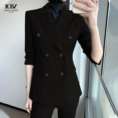 Full Sleeve Length High Cut V-Neck Business Formal Pants Suits for Women's Office