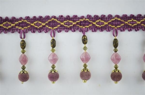 Golden trimmings lace fringes/elegant eco-friendly beaded trim for curtain decoration