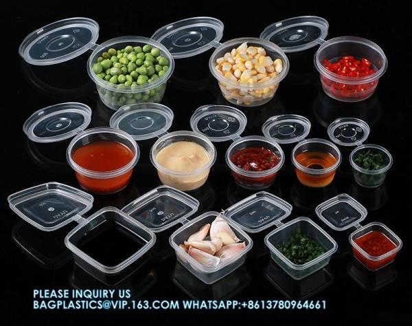 Factory Direct Sale Disposable Plastic Food Transparent Sauce Cup Cover Takeaway Food Square Sauce Container