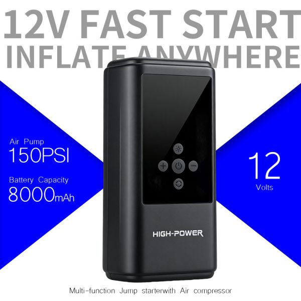 600A Peak Current Jump Starter with 150PSI Tire Inflator and 6400mAh Portable Power Bank