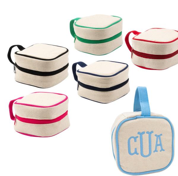 canvas  case jewery bag traveling Canvas Jewelry Case with3 vinyl bags